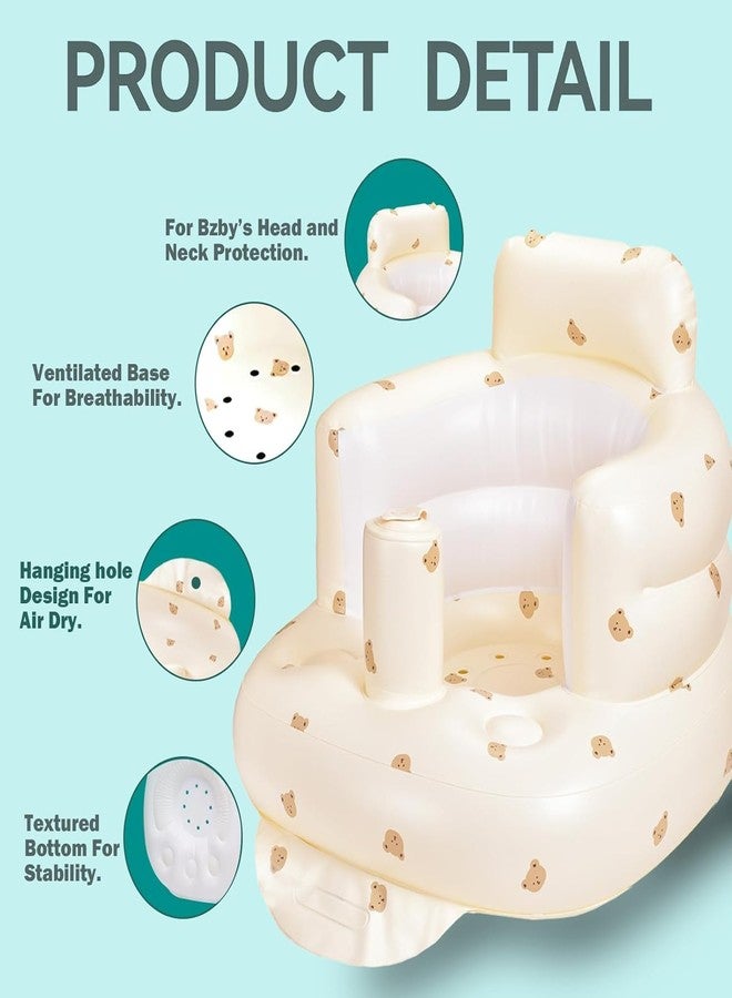 KRLZ Inflatable Baby Seat for Babies 3 Months and Up, Infant Floor Seat with Built-in Air Pump for Learning to Sit and Camping Inflatable Infant Floor Seat - Image 2